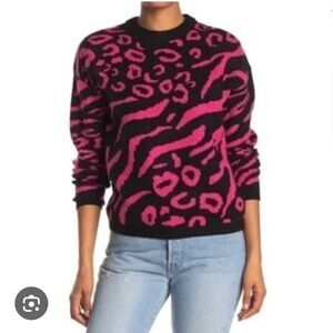 Elodie Black and Pink Animal Print Sweater